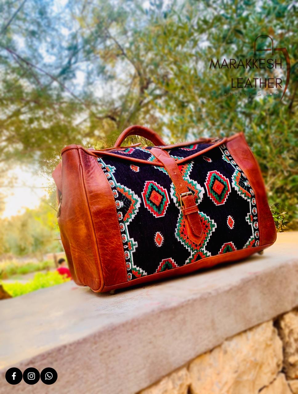 Personalized kilim travel bag, Carpet Leather Weekend Bag, briefcase kilim duffel bag, boho carpet bag, rug duffel bags, Vintage Carpet bags